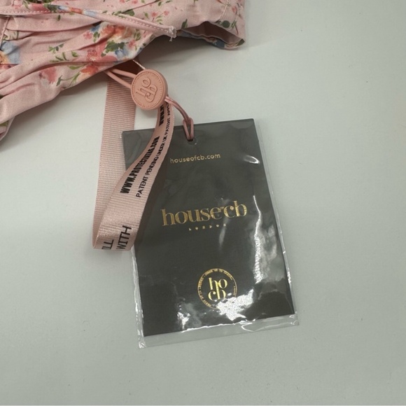 House of CB GRACIE PINK FLORAL PUFF SLEEVE CORSET TOP Size Large New with Tag - Picture 11 of 16